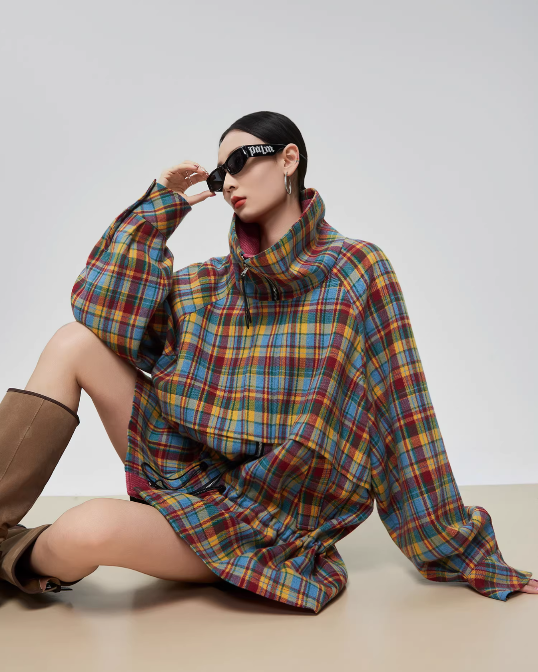 Retro Plaid Trench Coat FER0038
