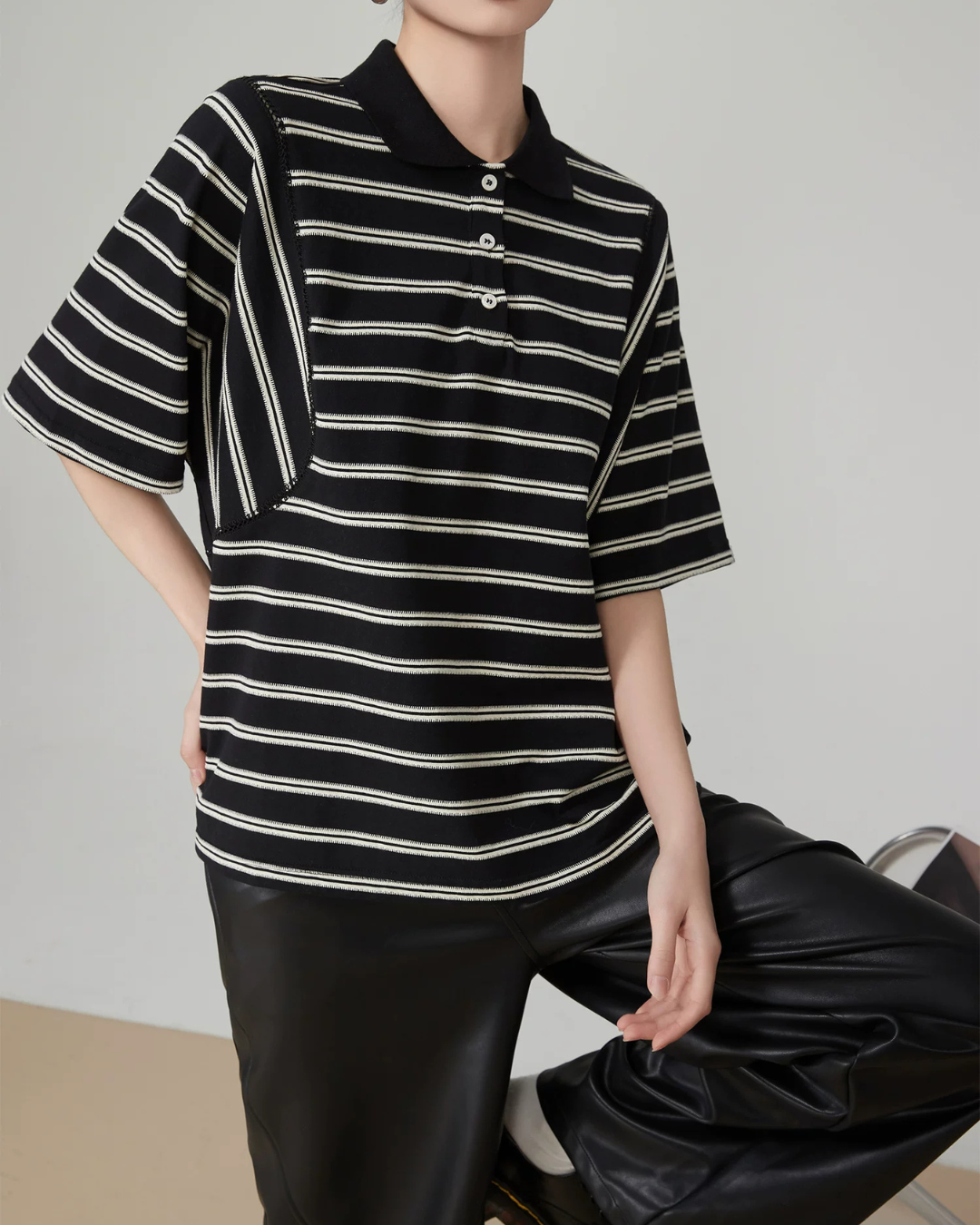 Striped Oversized Polo Shirt FER0244