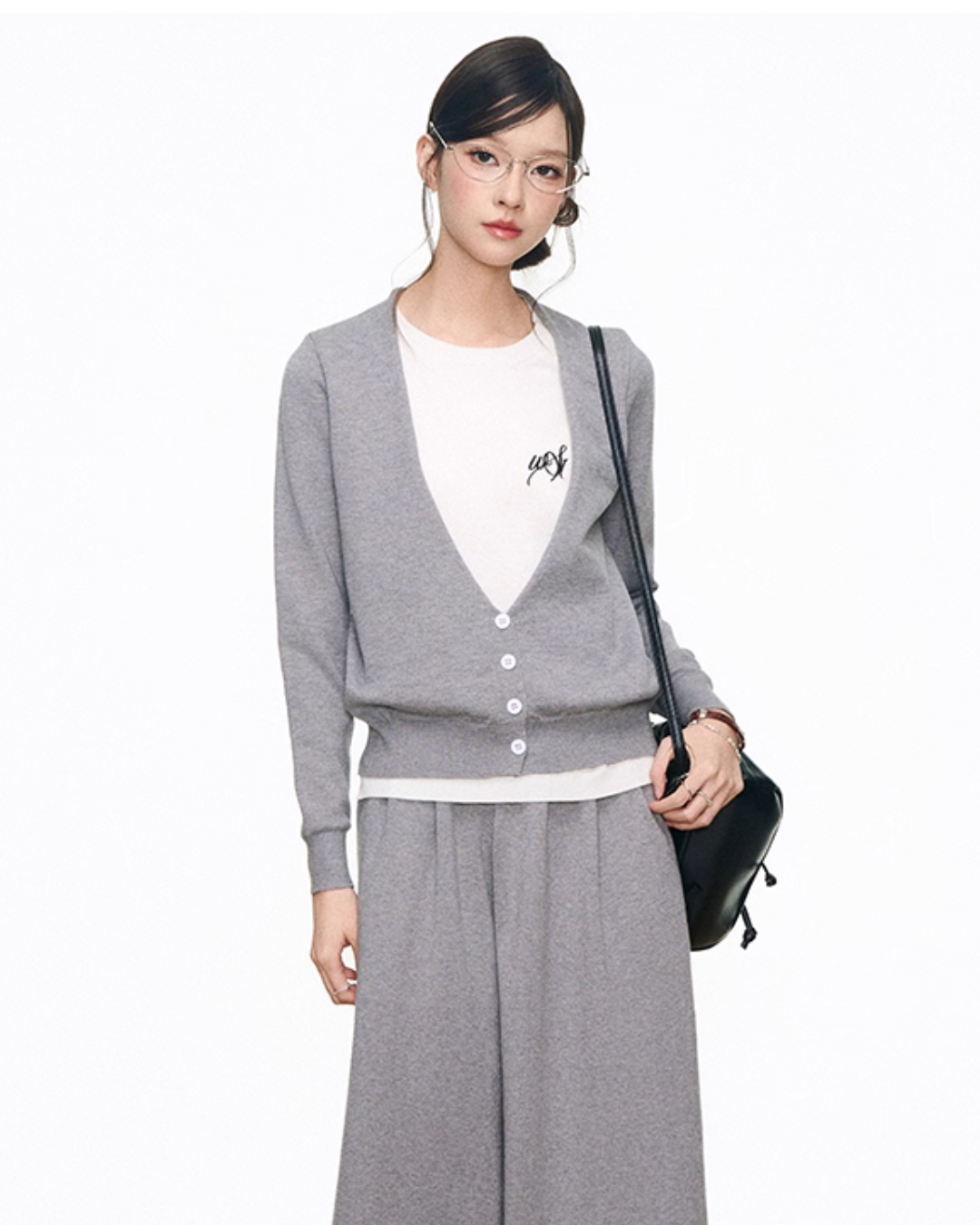 Two Piece Long Sleeve Top / Knit Wide Pants WEO0068