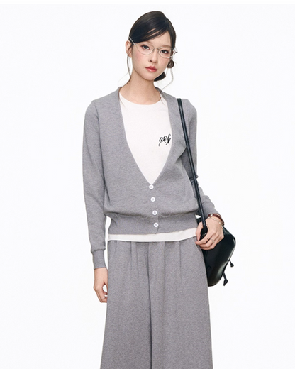 Two Piece Long Sleeve Top / Knit Wide Pants WEO0068