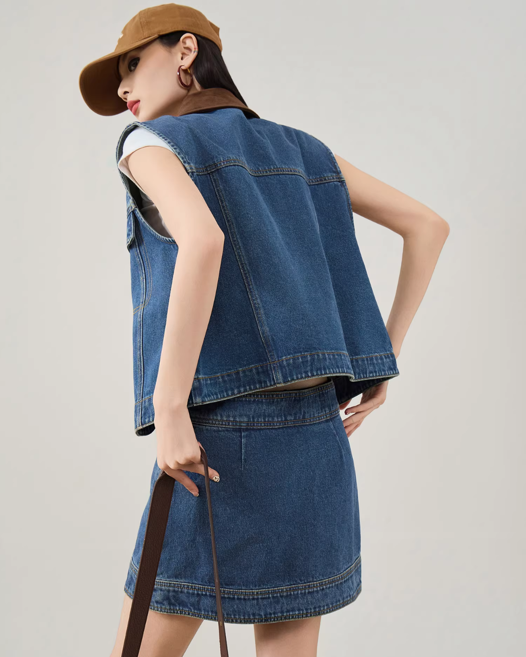 Retro Denim Vest / Denim Mini Skirt FER0079