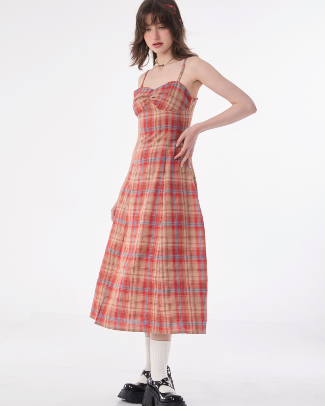 Retro Plaid Camisole Dress ZZF0199