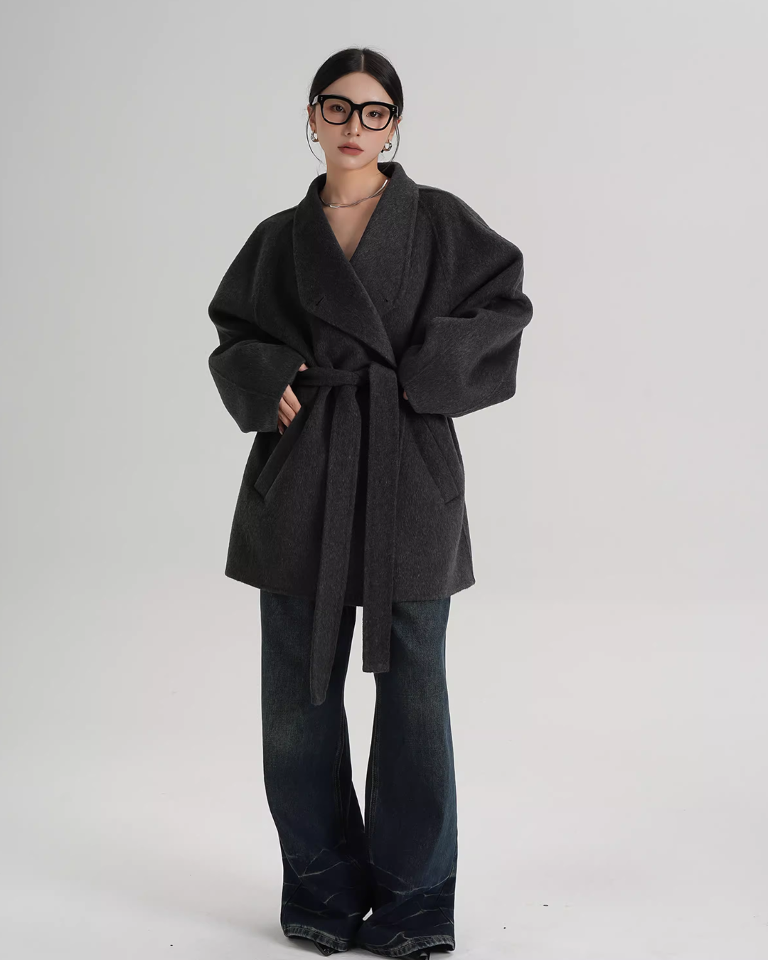 Mid Length Belted Wool Coat SRS0363