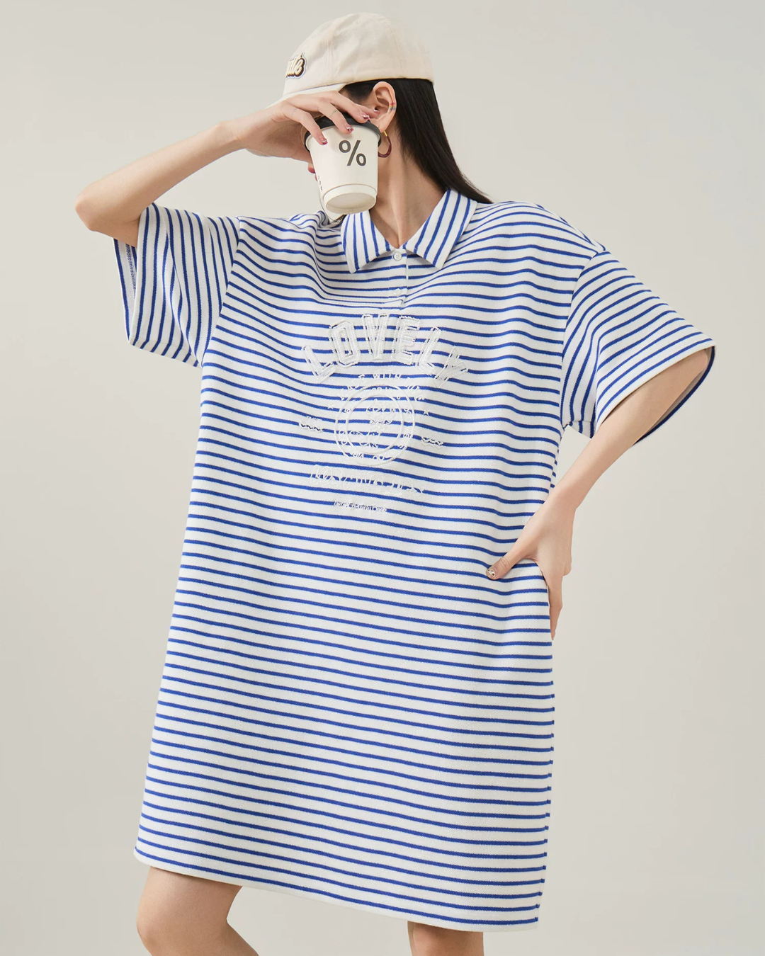 Striped Polo Shirt Mini Dress FER0296