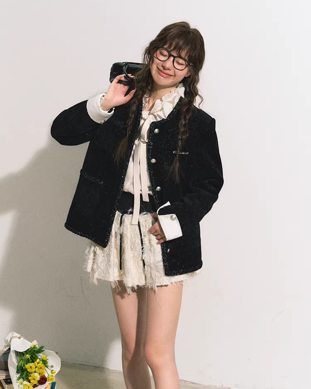 Silver Button Tweed Jacket RCR0011