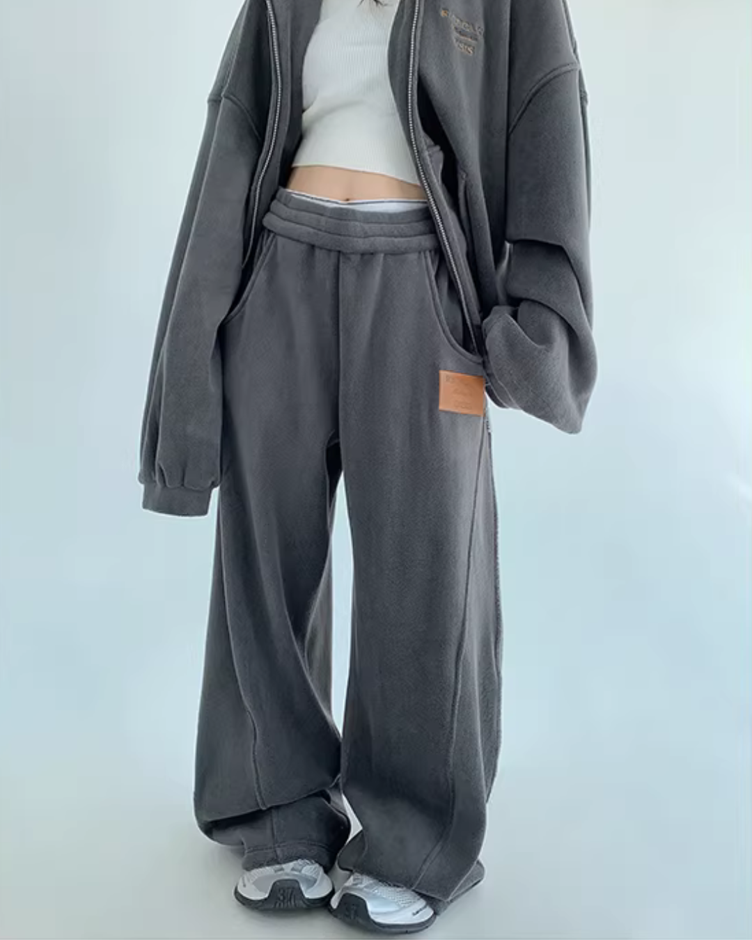 Fleece Zip-Up Hoodie / Fleece Wide Pants YLS1015