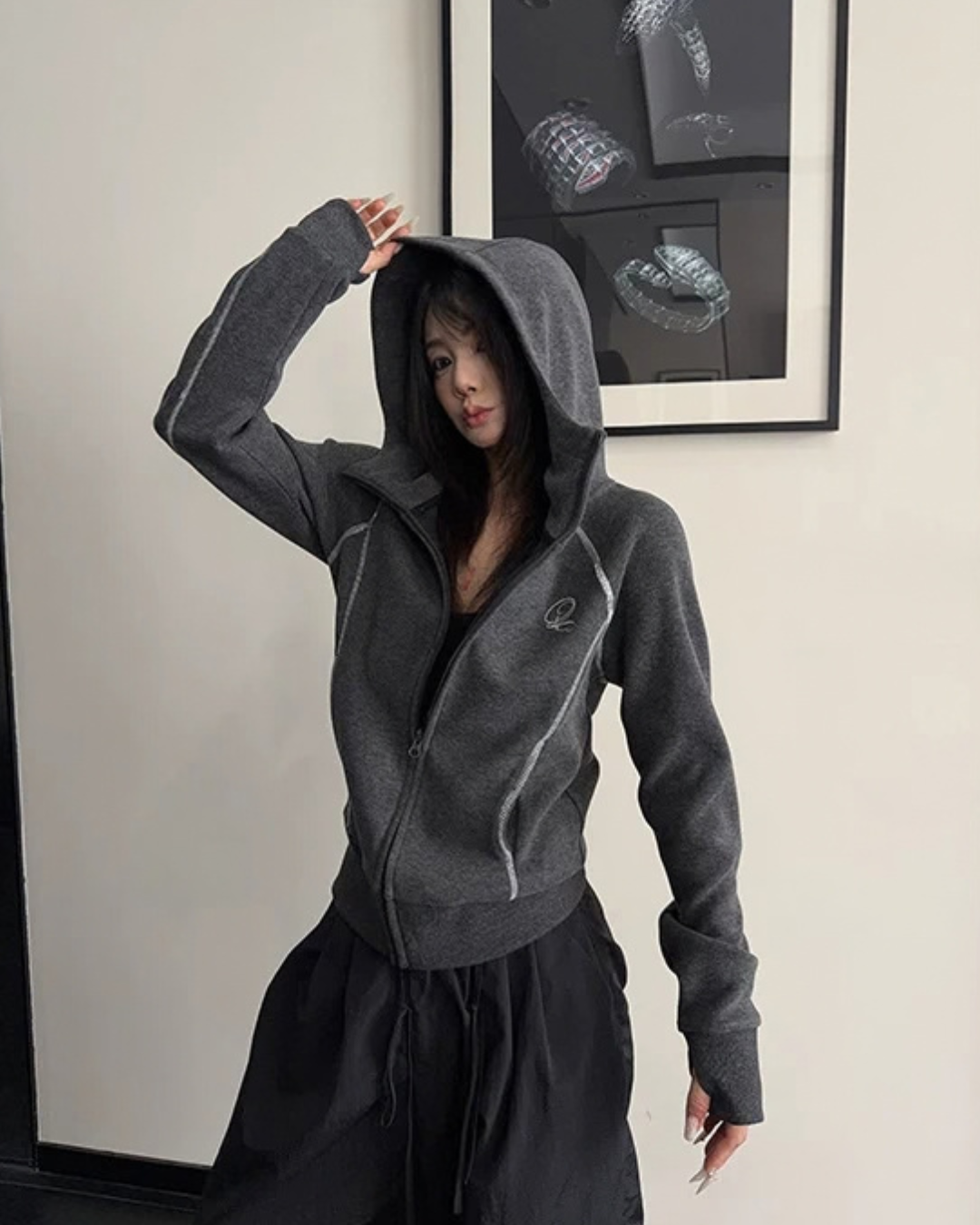 Color-Contrast Stitch Short Jacket YLS1045