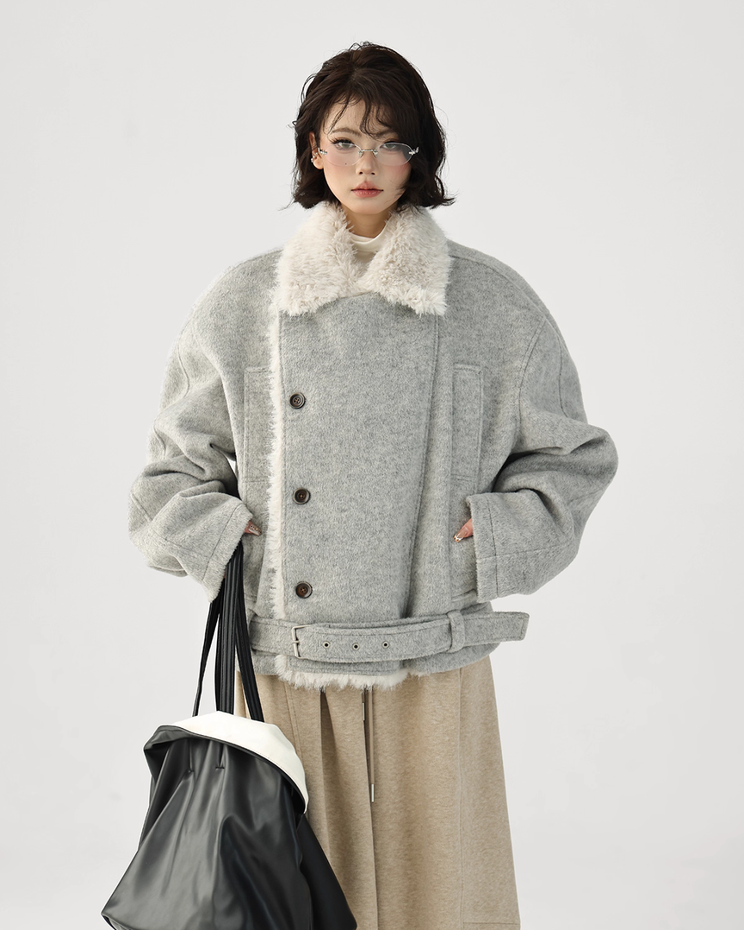 Fur Collar Trench Coat  ACS0346