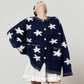 Star Jacquard Round Neck Cardigan / Tiered Design Skirt LLA0529