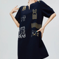 Cat Embroidery Key Neck Dress FER0221