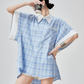 Plaid Patchwork Short-Sleeve Shirt FER0178