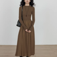 Mock Neck Top Docking Flare Skirt VAS0183