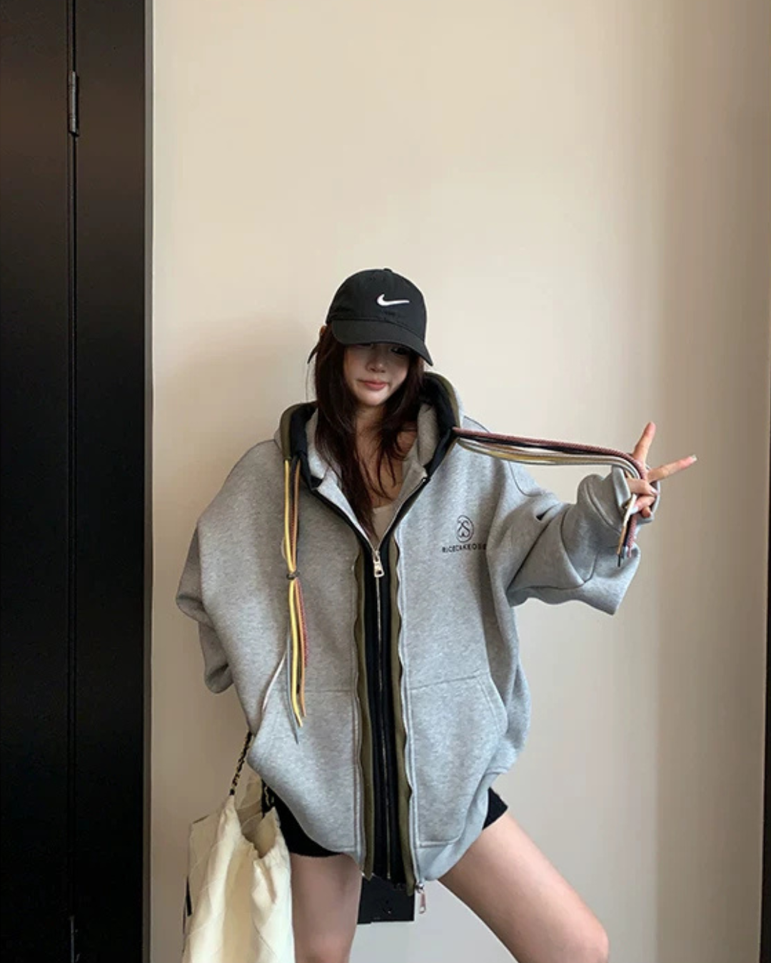 Colorful Drawcord Zip-Up Hoodie YLS1075