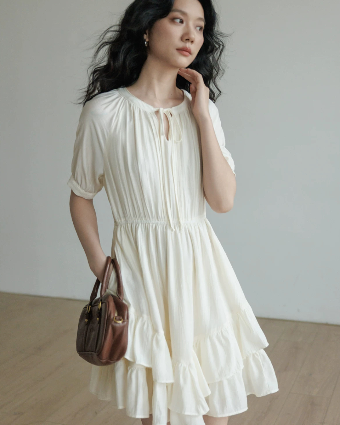 V-Neck Tiered Mini Dress VAS0201