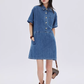 Polo Collar Denim Shirt Dress SHN0035