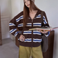 Striped Knit Hoodie WWP0004