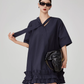 Bow-tie Hem Frill Mini Dress FER0103