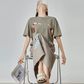 Swimmer Print Short-Sleeve T-Shirt / Long Skirt FER0286