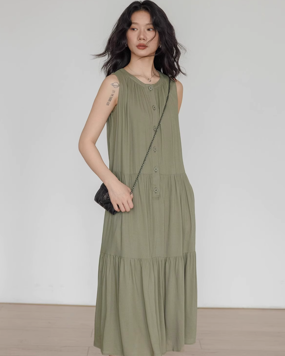 Tiered Gathered Long Dress VAS0119