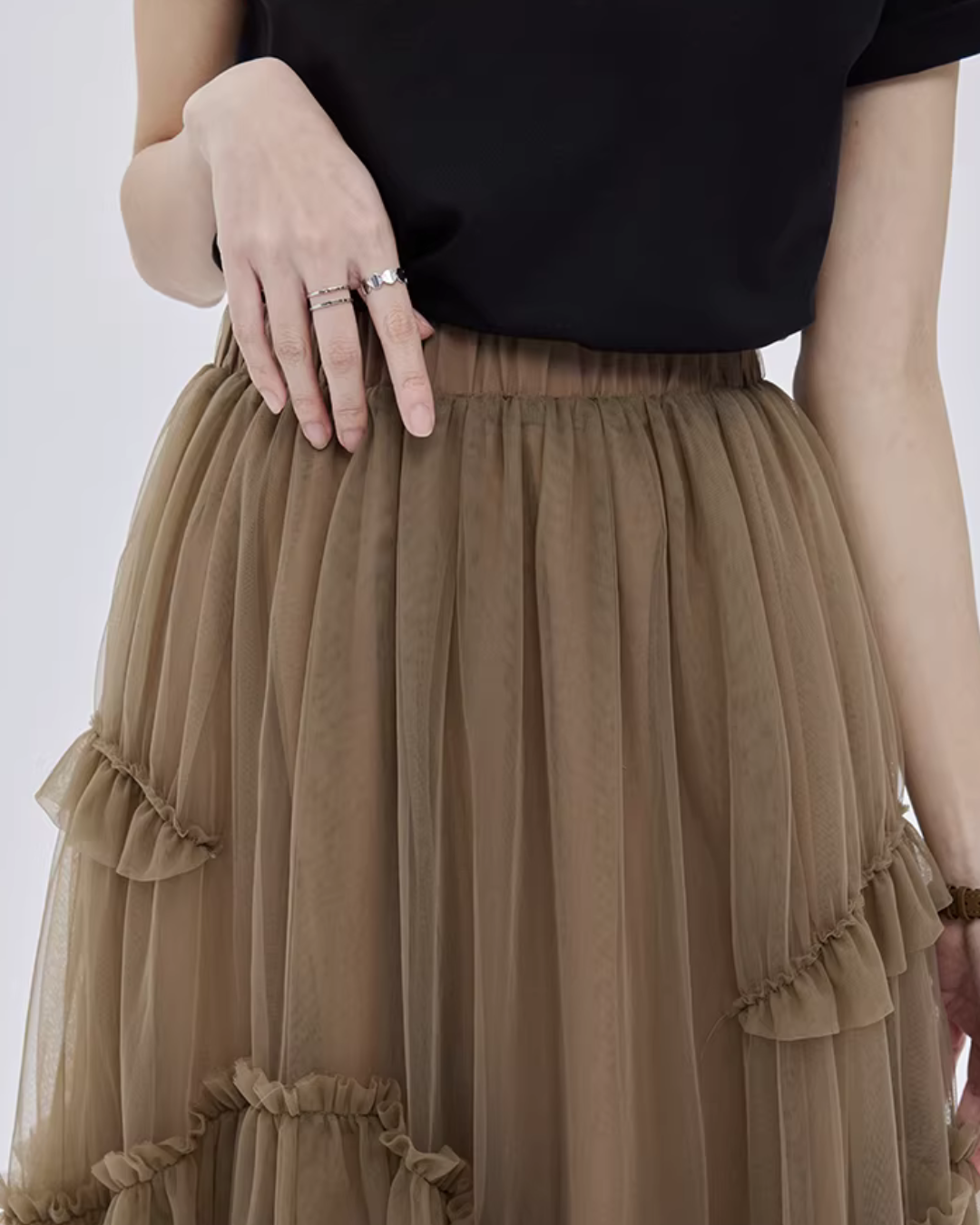 Ruffled Mid-Length Skirt SHN0028