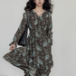 V-Neck Floral Vintage Shirt Dress VAS0192