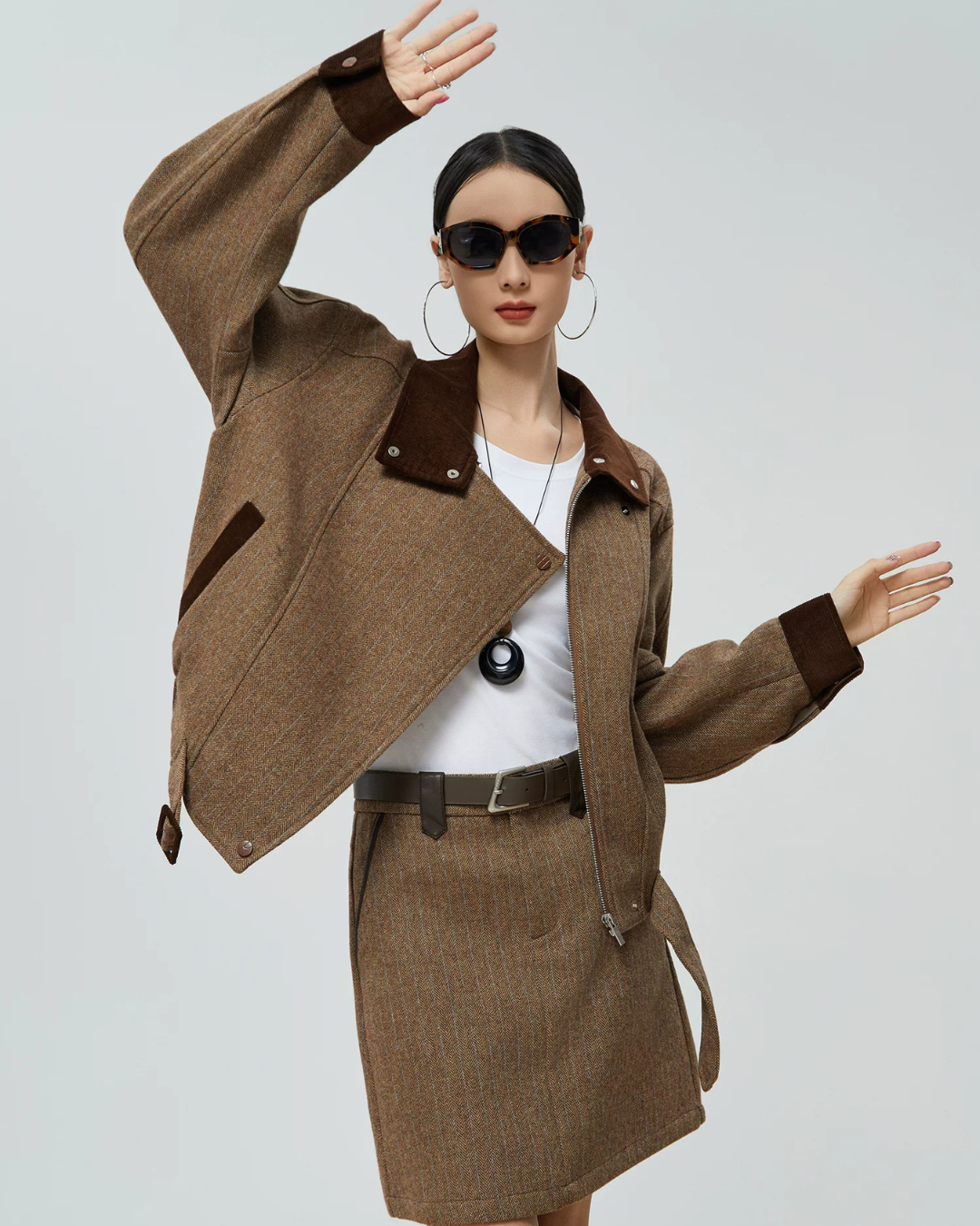 Wool-Like Short Jacket / Mini Skirt FER0379