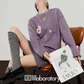 Embroidered Sequin Knit Top / Purple Mini Skirt LLA0620