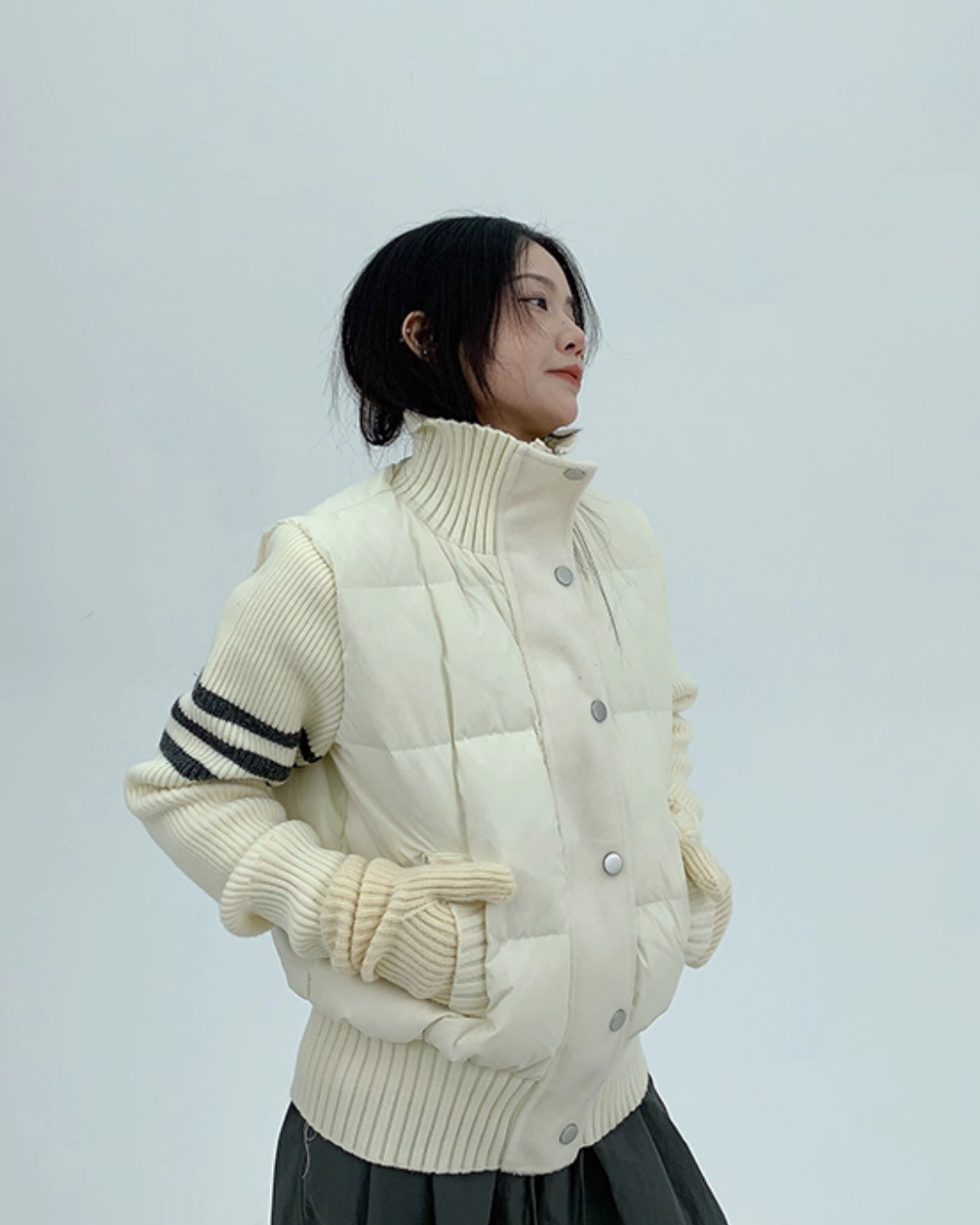 Down Vest Knit Sleeve Jacket YLS0995