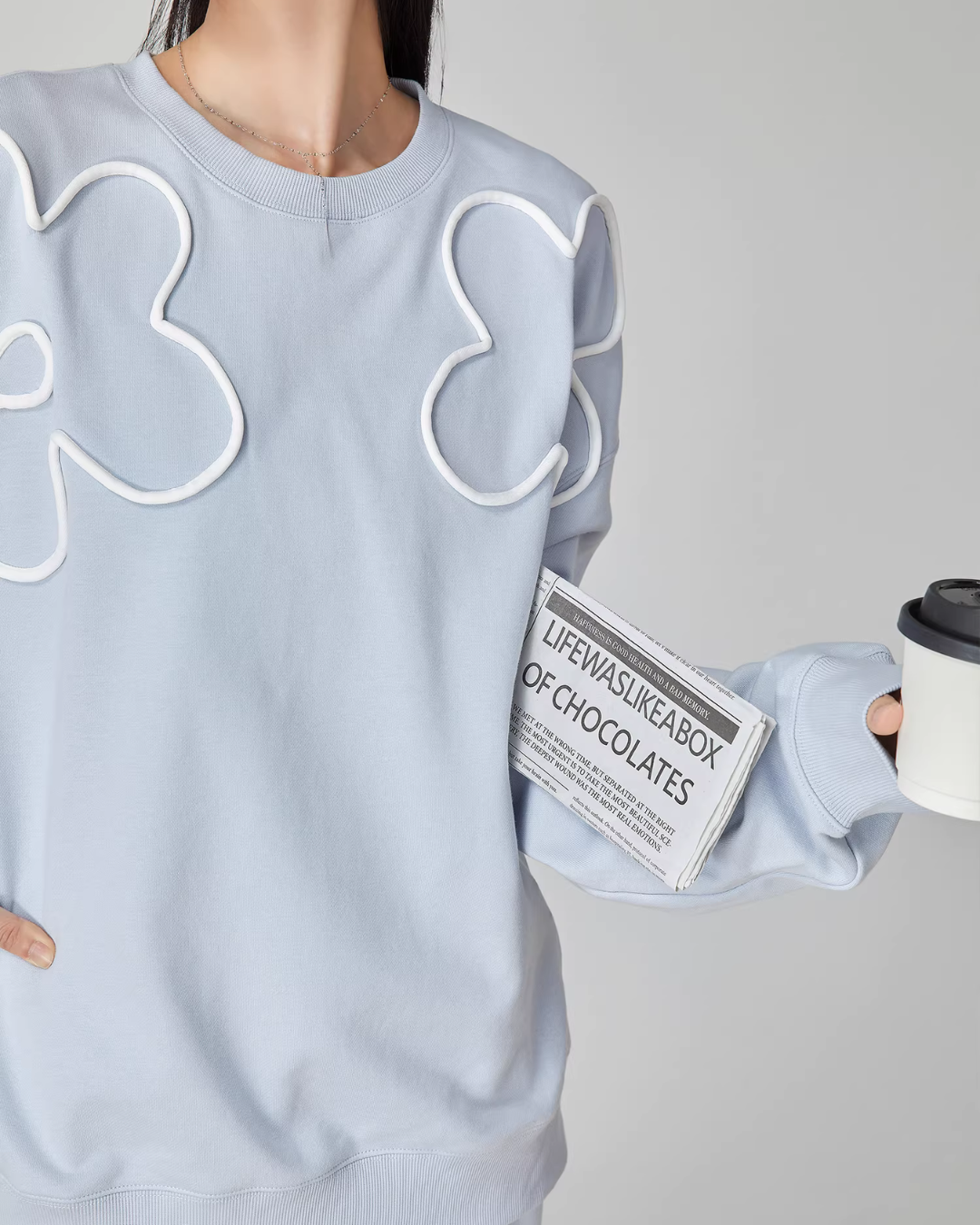 Floral Decorative Crewneck Pullover Top / Wide-Leg Pants FER0040