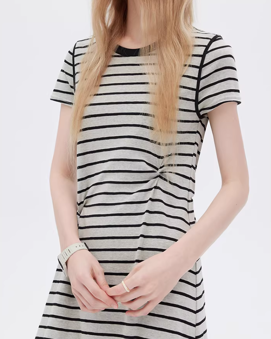 Border Slim Fit Long Dress SHN0001