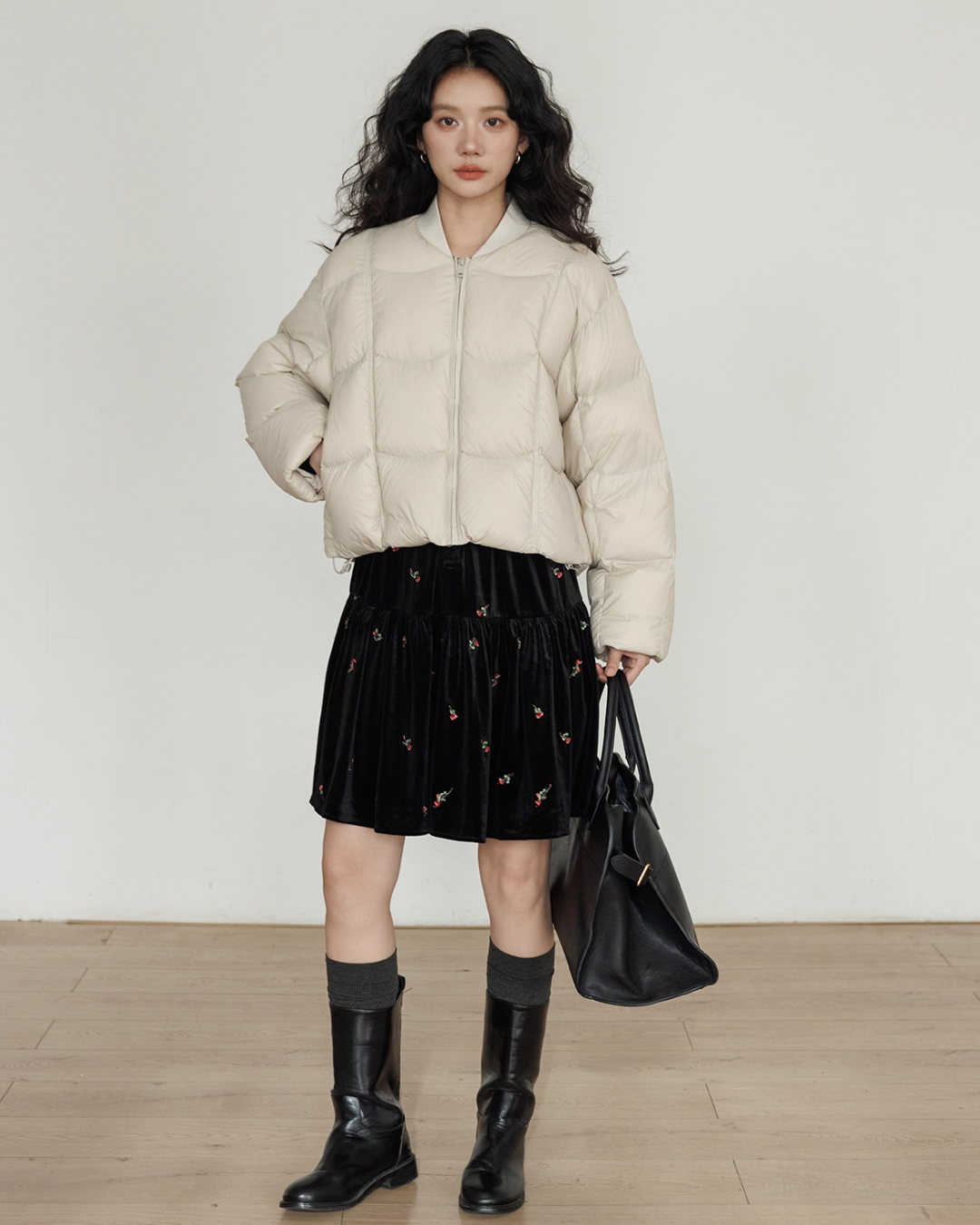 Crew Neck Short Puff Jacket VAS0176