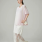 V-Neck Lace Splice Short Sleeve Top FER0158