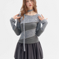 Diagonal Design Top with Choker ZZF0362