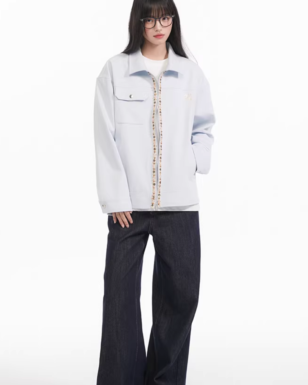 Ribbon Spliced Collar Jacket KIP0003