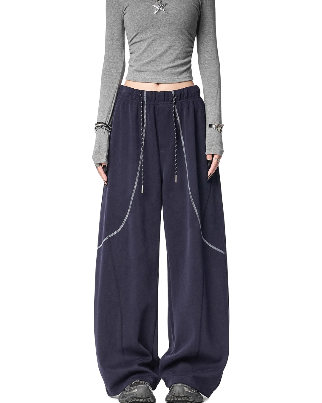 Color Contrast Stitch Sweat Pants ICM0105