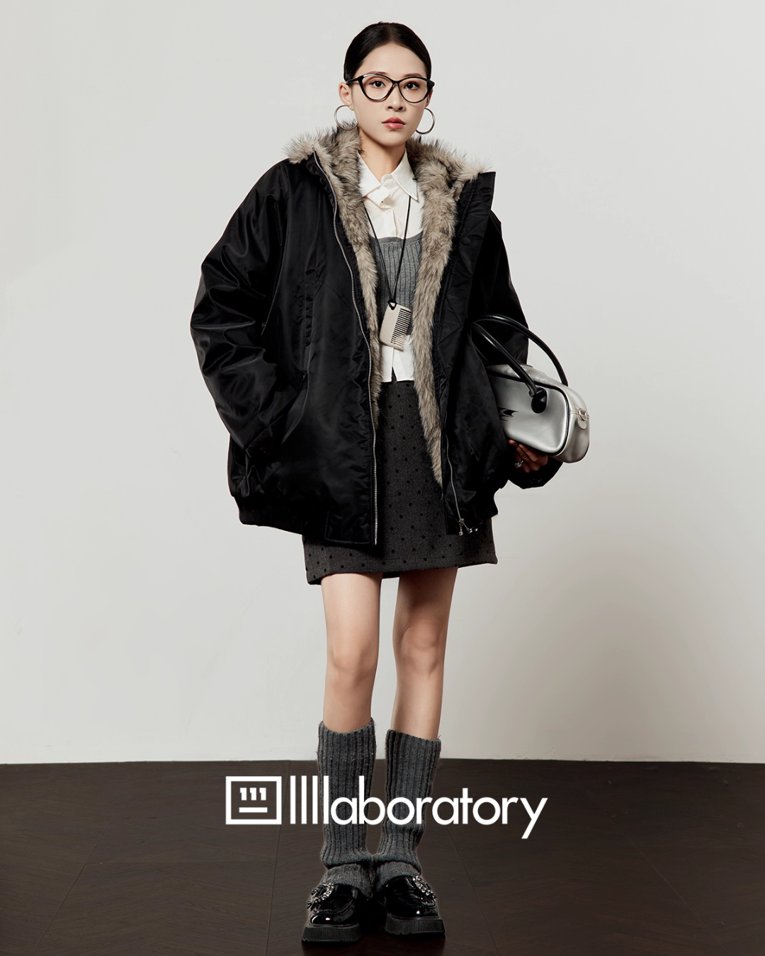 Inner Faux Jacket / Polka Dot Mini Skirt LLA0570