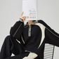 Color-Contrast Collared Long-Sleeve / Casual Wide Pants  FER0378