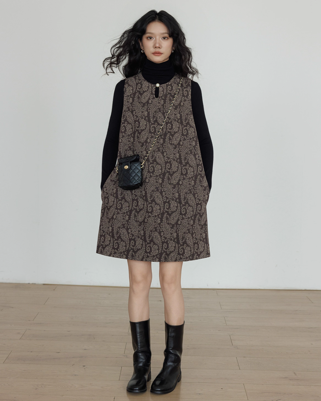 Round Neck Paisley Vest Dress VAS0165