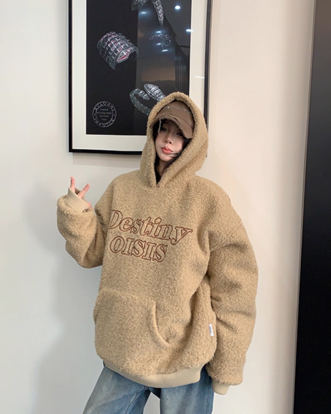 Retro Tweed Pullover Hoodie YLS1013