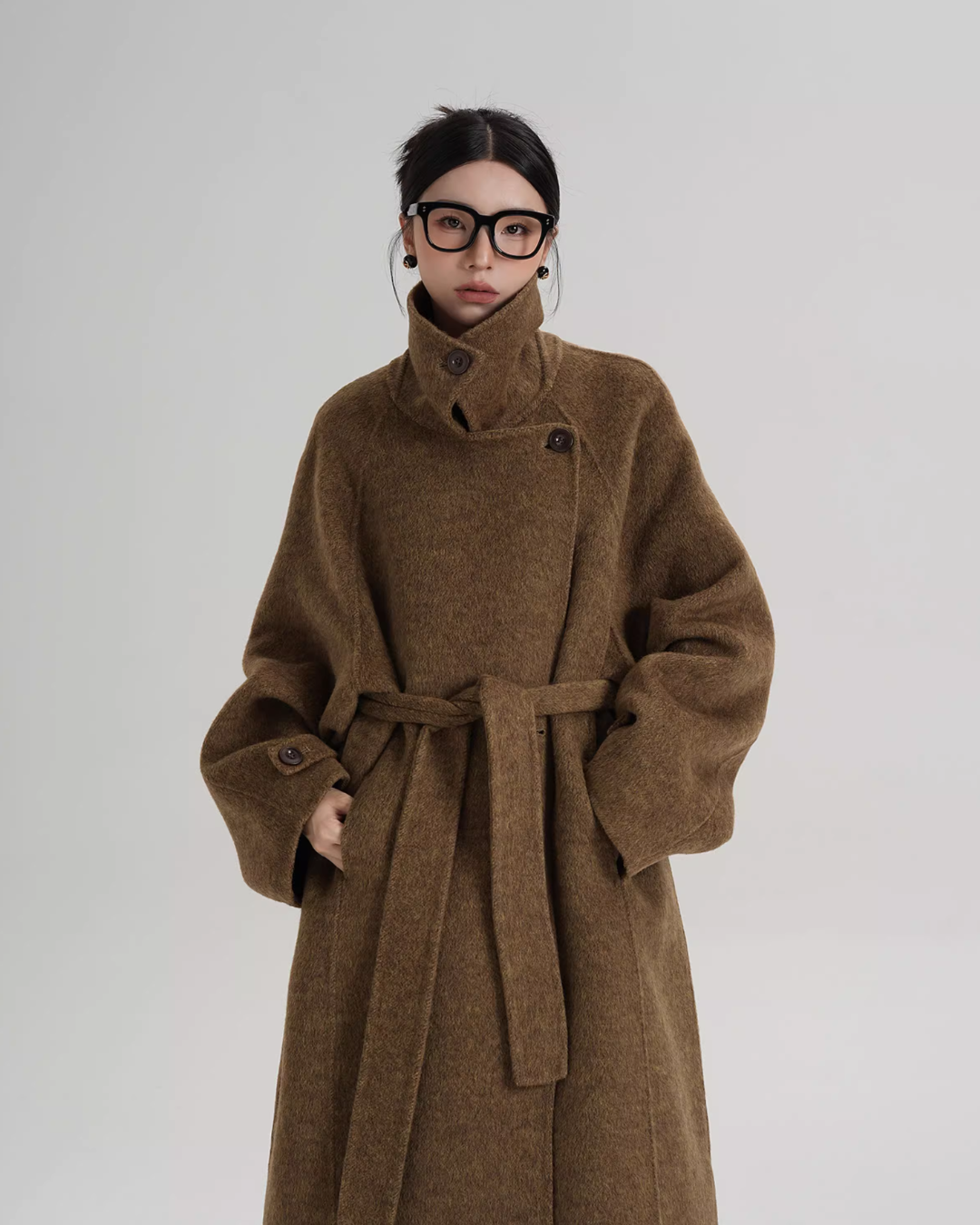 Stand Collar Long Loose Wool Coat SRS0361