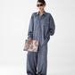 Dark Blue Drape Shirt / Waide Long Pants  ACS0264
