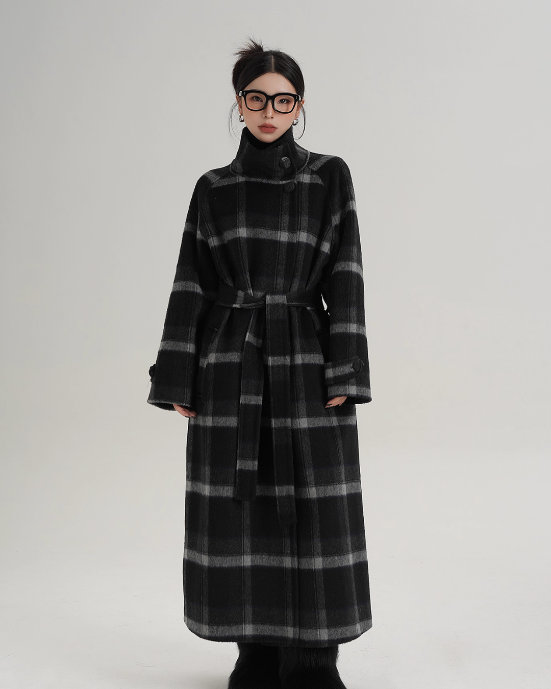 Stand Collar Paid Long Coat SRS0391