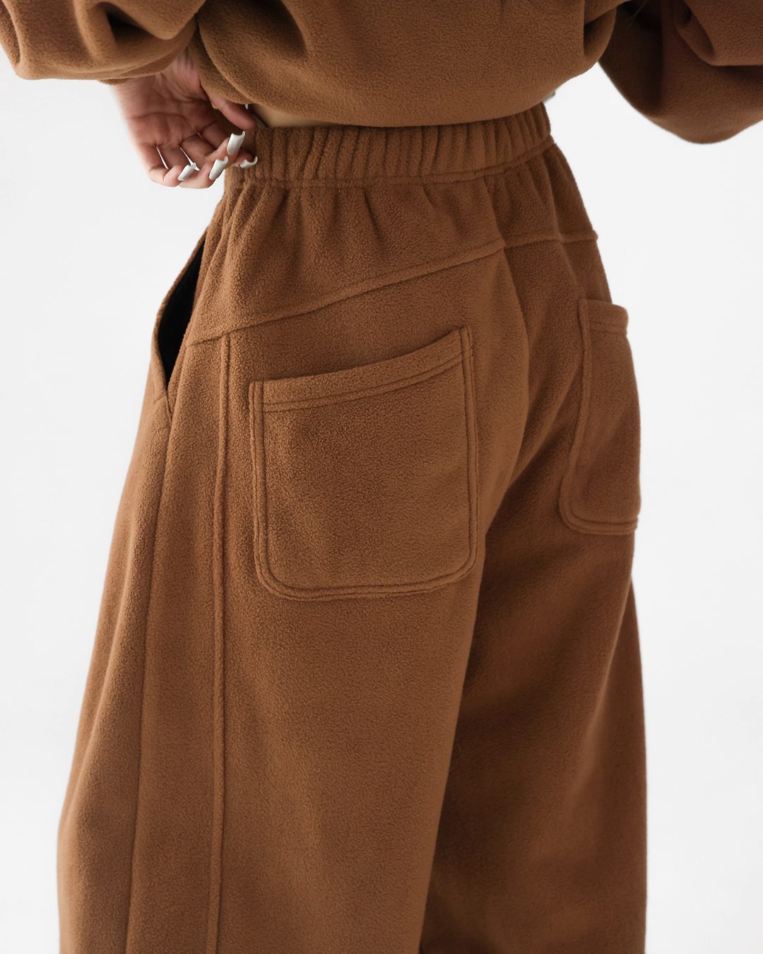 Half-Zip Stand Collar Fleece Top / Wide-Leg Sweatpants ACS0300