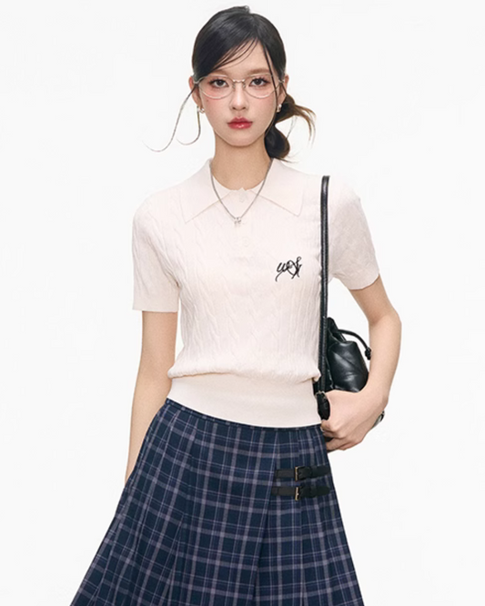 Polo Knit Top / Paid Pleated Skirt WEO0027