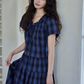 Checkered Long Flare Dress SMS0024