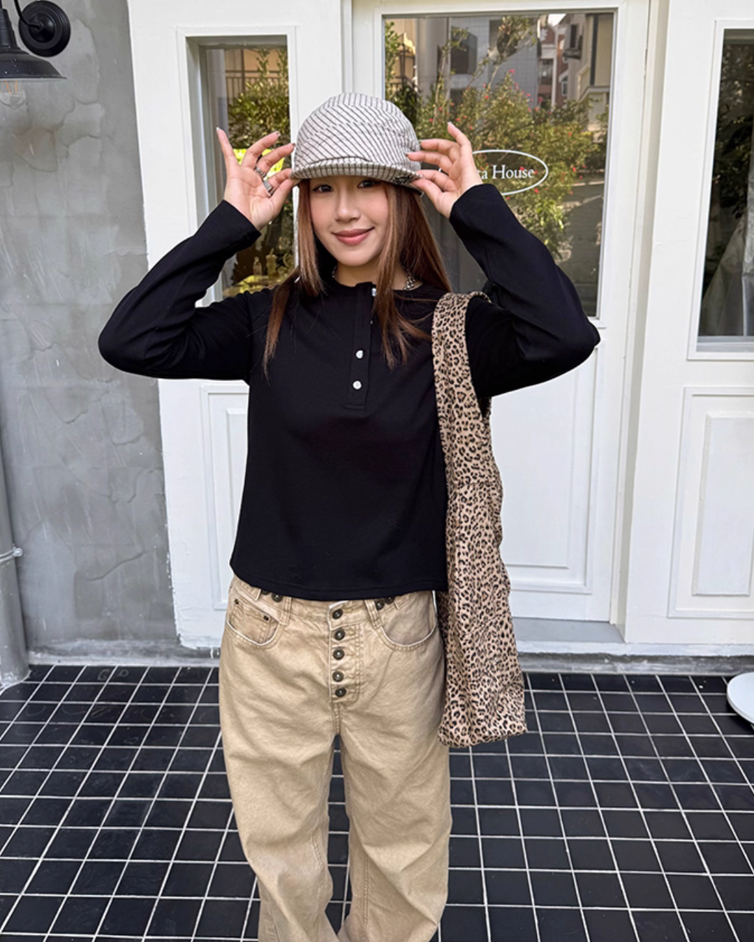 Half-Button Long Sleeve Top CYE0022
