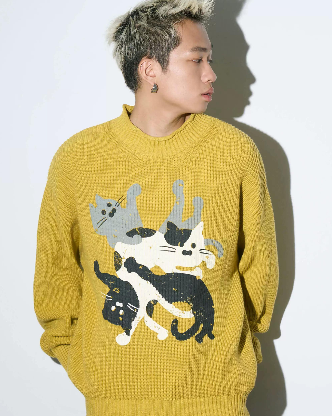 Cat Design Mock Neck Knit WSO0012