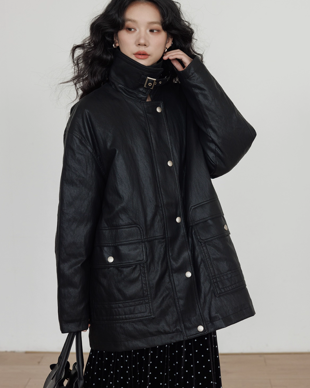 Lapel Leather Jacket VAS0174