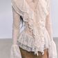 Wool Blazer Jacket/Mini Skirt/Frill Lace Blouse LAS0042