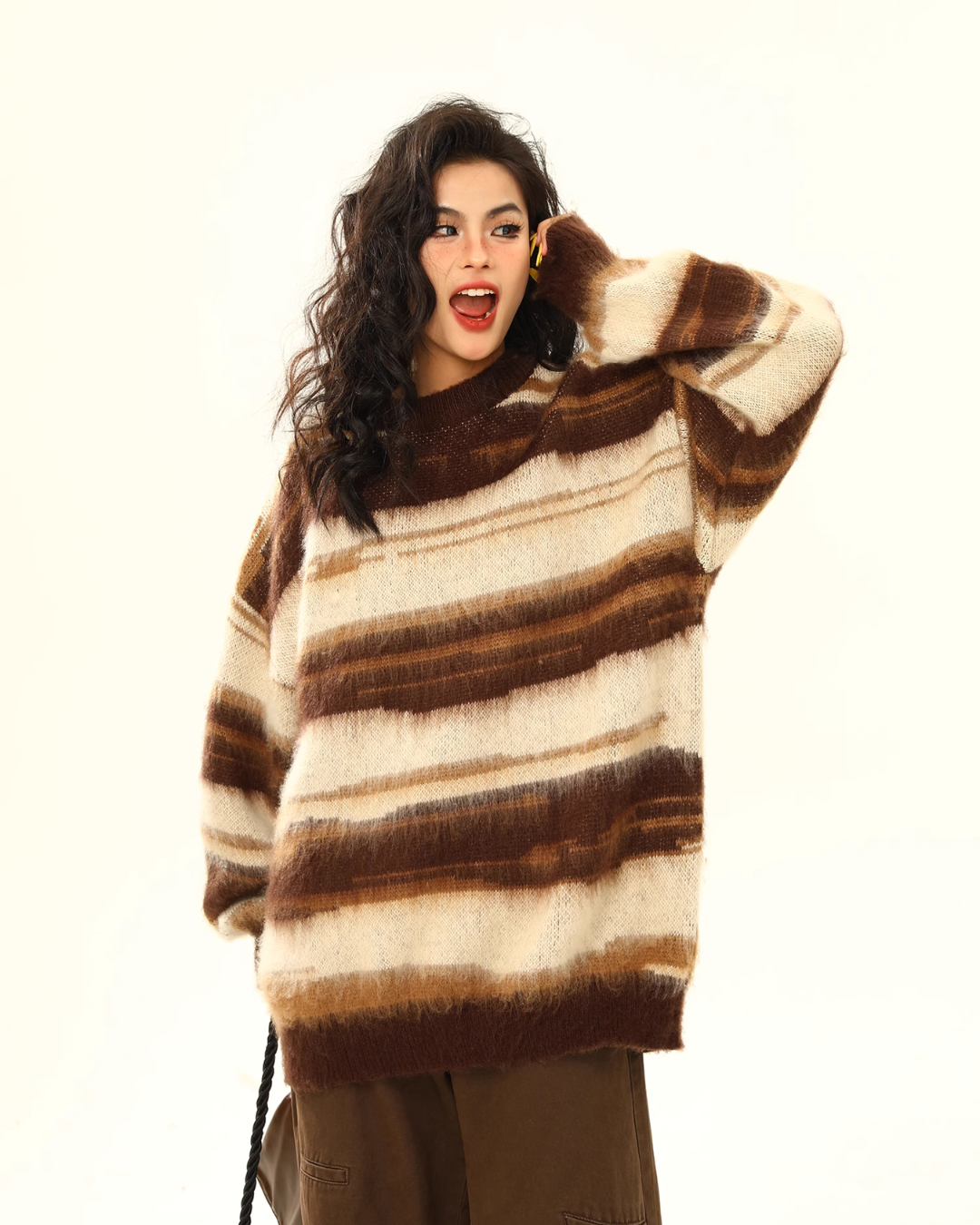 Multi Border Shaggy Knit WDZ0003